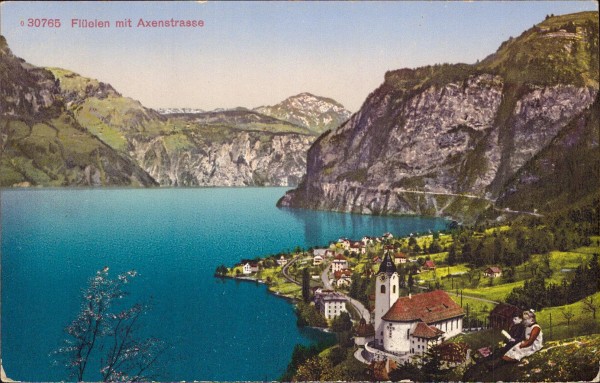 Flüelen mit Axenstrasse Vorderseite