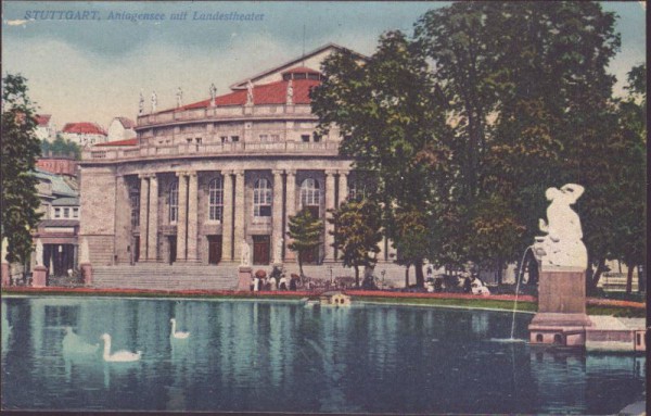 Stuttgart, Anlagensee mit Landestheater
