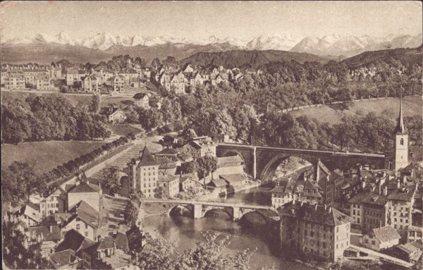 Bern, Nydeckbrücke und Alpen