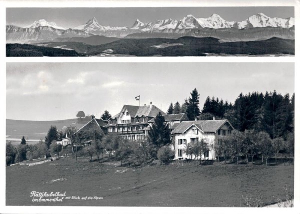 Rüttihubelbad im Emmentjal mit Blick auf die Alpen Vorderseite