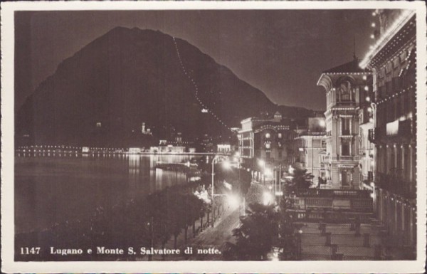 Lugano e Monte S. Salvatore di notte