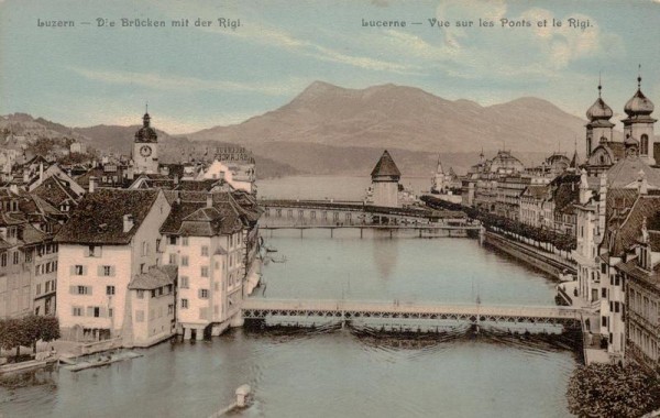 Luzern - Die Brücke mit der Rigi Vorderseite