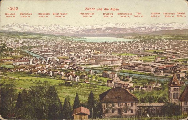 Zürich und die Alpen Vorderseite