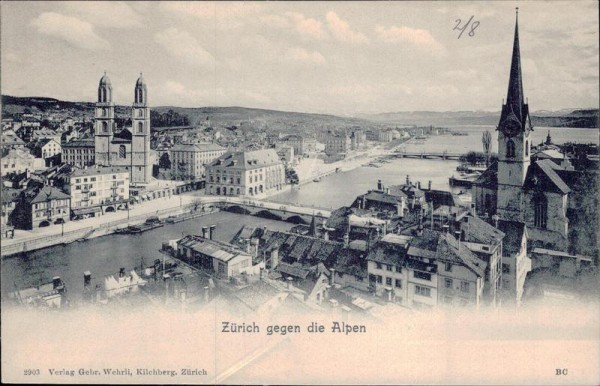 Zürich gegen die Alpen Vorderseite