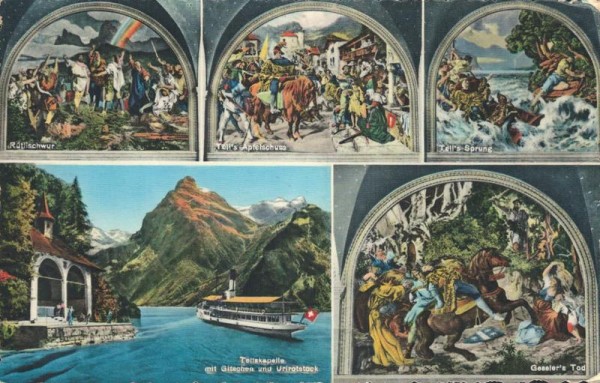 Tellskapelle. Wandgemälde von E. Stückelberg in der Tellskapelle am Vierwaldstättersee. 1939 Vorderseite