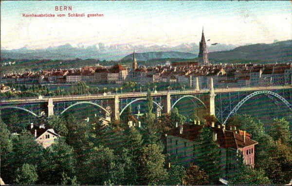 Bern Kornhausbrücke vom Schänzli gesehen Vorderseite