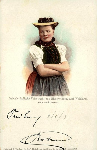 Badische Volkstracht aus Niederwinden, Erzählerin Vorderseite