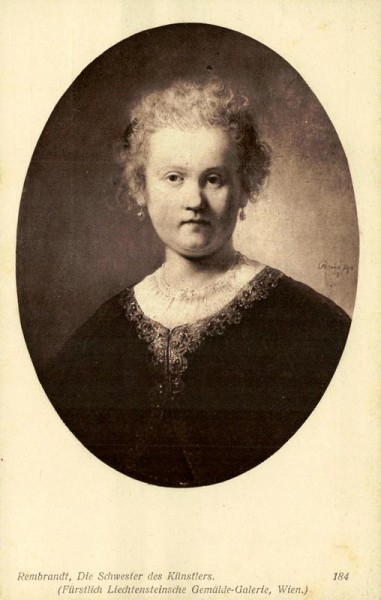 Die Schwester des Künstlers, Rembrandt Vorderseite