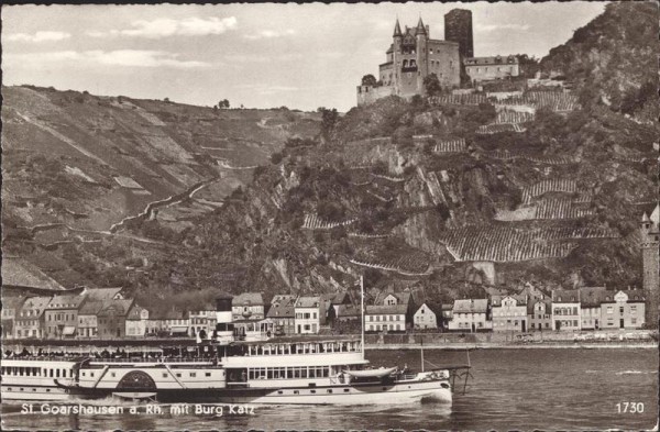 Sankt Goarshausen am Rheim mit Burg Katz Vorderseite