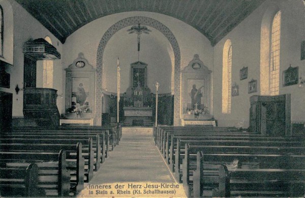 Stein a.Rhein, Inneres der Herz Jesu-Kirche Vorderseite