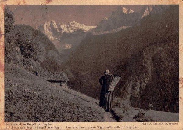 Herbstabend im Bergell bei Soglio Vorderseite