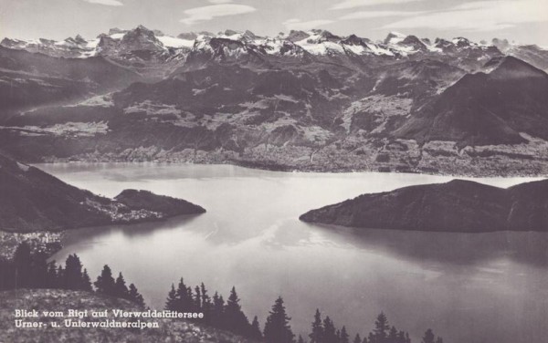 Blick vom Rigi auf Vierwaldstättersee, Urner- u. Unterwaldneralpen Vorderseite