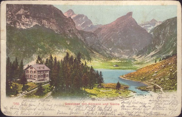 Seealpsee mit Altmann und Säntis. 1902