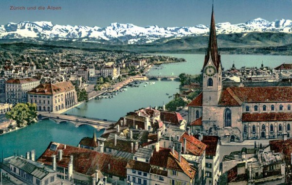 Zürich und die Alpen Vorderseite