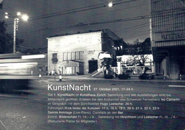 Zürich. 1. KunstNacht 2001 Vorderseite