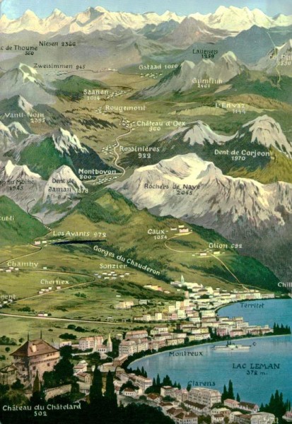 Montreux und die Alpen Vorderseite