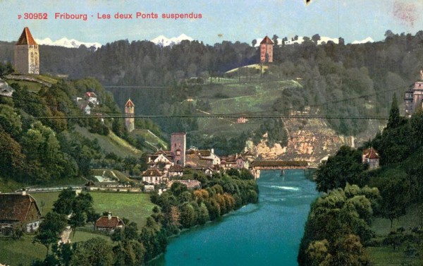 Fribourg, Les deux Ponts suspendus Vorderseite