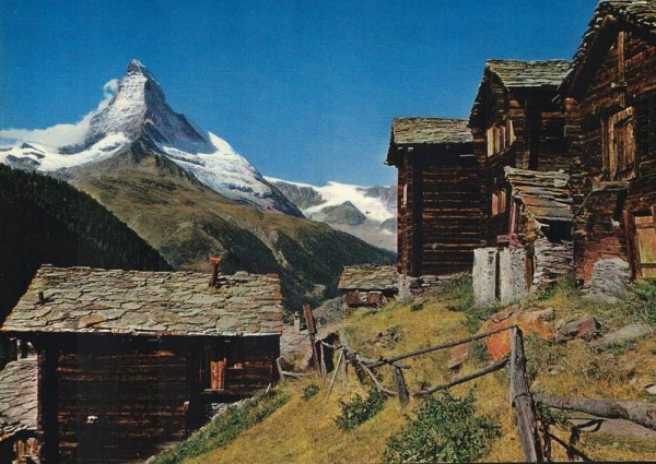Zermatt. Findeln mit Matterhorn Vorderseite