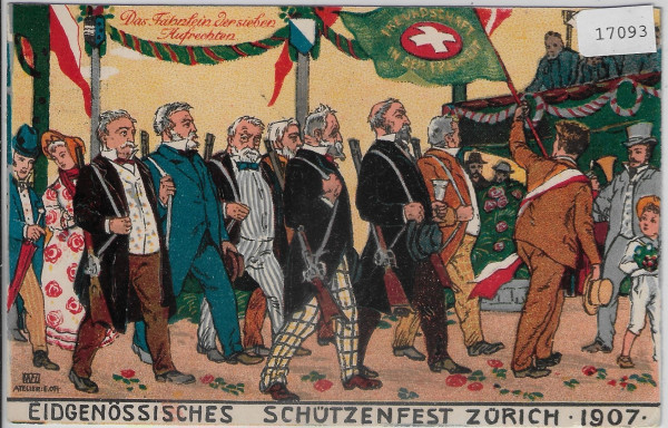 Eidg. Schützenfest Zürich 1907 - Litho - Stempel: Eidg. Schützenfest