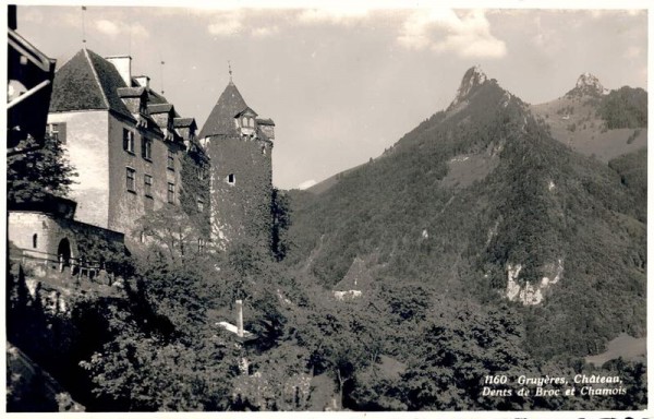 Gruyères. Château, Dents de Broc et Chamois Vorderseite
