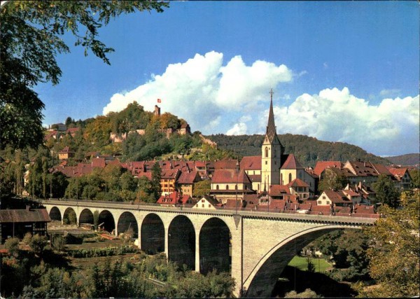 Baden Hochbrücke mit Schlossruine Stein Vorderseite