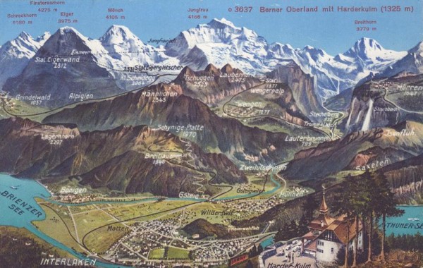 Berner Oberland mit Harderkulm (1325 m) Vorderseite