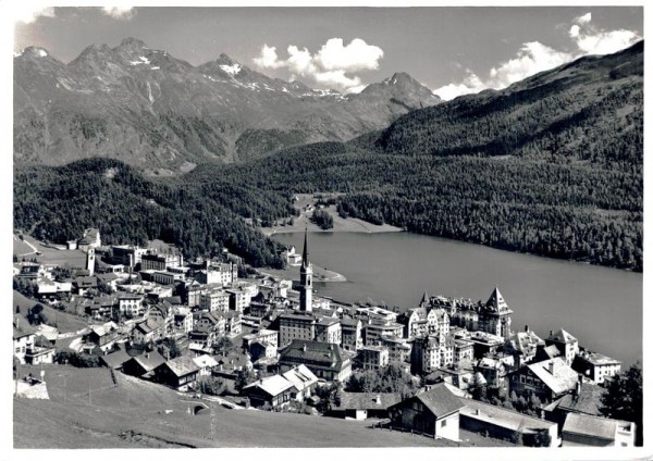 St.Moritz mit See u. Piz Languard u. Piz Albris Vorderseite