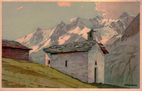 Triftalp bei Saas - Fee und Mischabelgruppe Vorderseite