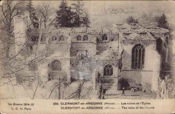 Clermont-en-Argonne, les ruines de l'église