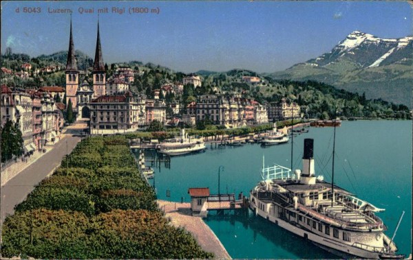 Luzern. Quai mit Rigi (1800 m) Vorderseite