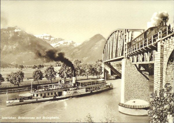 Interlaken, Dampfschiff und Dampfbahn, REPRODUKTION Vorderseite