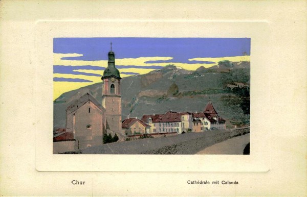 Chur, Cathédrale mit Calanda Vorderseite