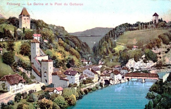 La Sarine et le Pont du Gotteron, Fribourg Vorderseite