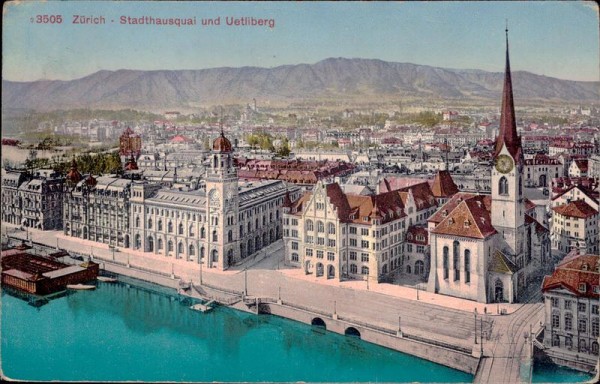 Stadthausquai und Uetliberg, Zürich Vorderseite