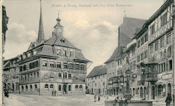 Stein a.Rhein, Rathaus mit den alten Bauwerken Vorderseite