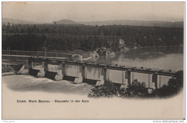 Beznau - Elektr. Werk Beznau - Stauwehr in der Aare