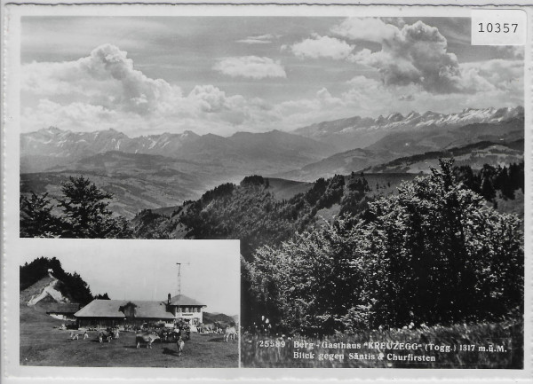 Berg-Gasthaus Kreuzegg - Blick gegen Säntis und Churfirsten