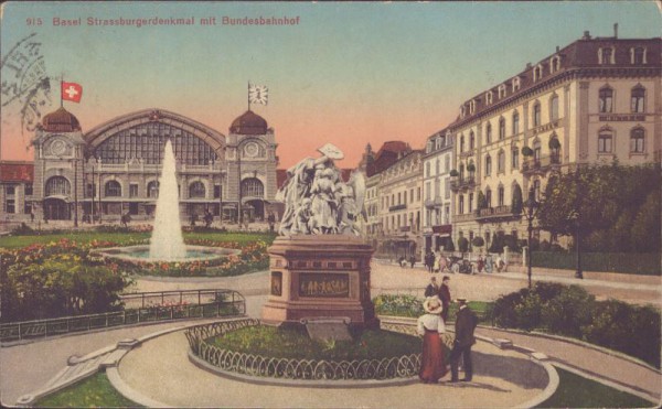 Basel, Strassburgerdenkmal mit Bundesbahnhof