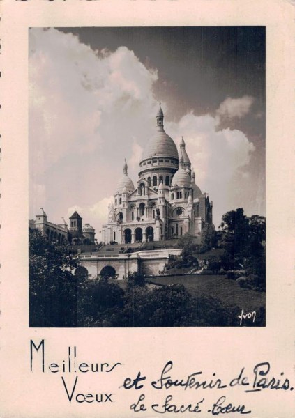 Sacre Coeur Cathedral, Parvis du Sacré-Cœur, Paris, Frankreich, Meilleurs Voeux Vorderseite