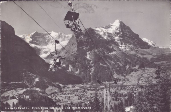 Grindelwald, First - Bahn mit Eiger und Flescherwand