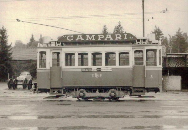 Fribourg, Motorwagen Ce 2/2 8, Postkartenbuch "Bus & Bahn in alten Ansichten" Vorderseite