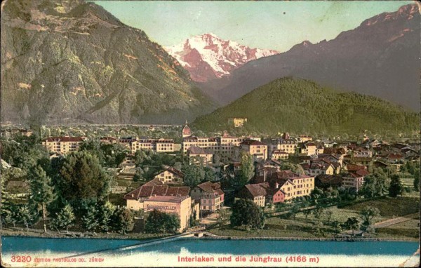 Interlaken und die Jungfrau (4166 m) Vorderseite