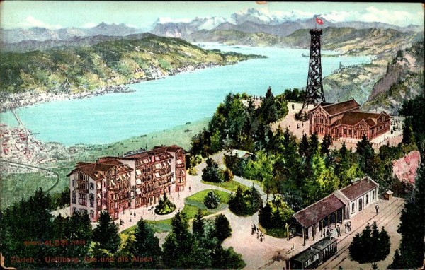 Uetliberg (870 m) See und die Alpen Vorderseite
