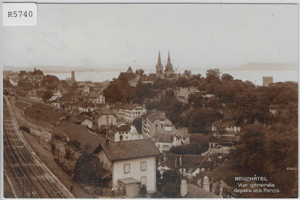 Neuchatel - Vue generale depuis les Parcs - chemin de fer Eisenbahnlinie