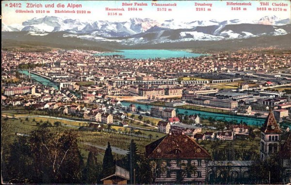 Zürich und die Alpen Vorderseite