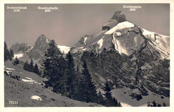 Brünnelistock, Rossälplispitz und Zindlenspitz Vorderseite