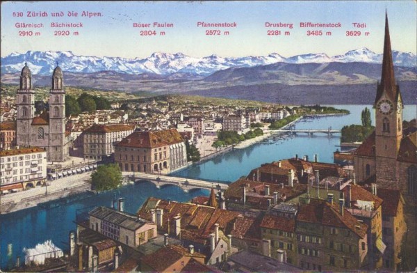 Zürich und die Alpen Vorderseite