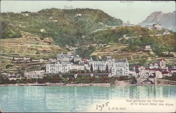 Vue généerale de Territet et le Grand Hôtel des Alpes