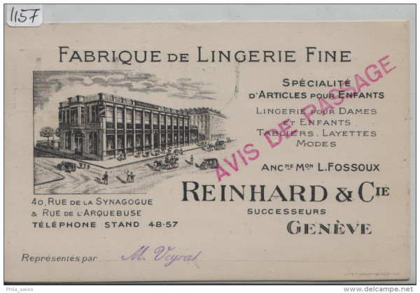 1923 Tellknabe 152 - Illst. Carte postale - Reinhard & Cie. Fabrique de Lingerie Fine Geneve
