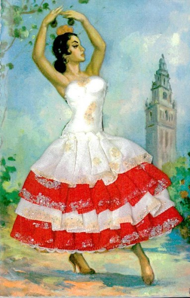 "Flamenco Tänzerin", 3D- Karte von 1965 Vorderseite